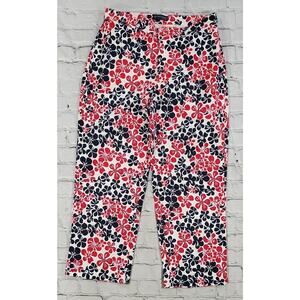 Dockers Stretch Blue Red White Floral Crop Pants Capri Chino WOMENS SIZE 6